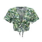Cropped Ikat, Tropical, V Neck, Short Sleeve Tie Top, Wholesale - Love Anchor Bali