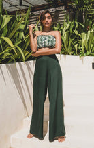 Cropped, Tropical Palm White, Tube Top - Love Anchor Bali