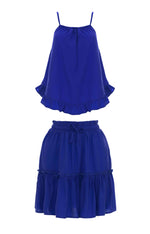 resortwear set Set Catty Camisole-Mini Skirt Frill, Plain, Eco Rayon