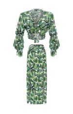resortwear set Set Cropped Gypsy-Tulip Maxi Skirt, Tropical, Eco Rayon