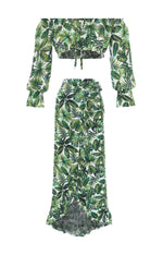 resortwear set Set Cropped Sabrina-Wrap Maxi Skirt, Tropical, Eco Rayon