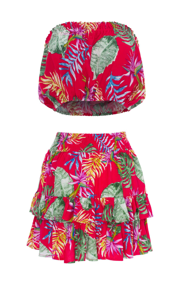 resortwear set Set Cropped Tube-Mini Skirt Rumble, Tropical, Eco Rayon