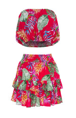 resortwear set Set Cropped Tube-Mini Skirt Rumble, Tropical, Eco Rayon
