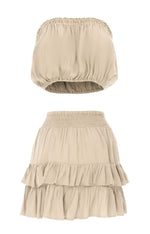 resortwear set Set Cropped Tube-Mini Skirt Rumble, Plain, Eco Rayon