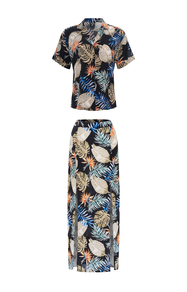 
                  
                    resortwear set Women Short Sleeve Shirt-Tulip Maxi Skirt, Tropical, Eco Rayon
                  
                