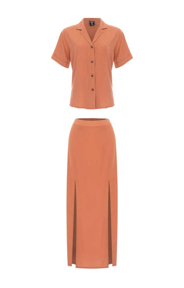 
                  
                    resortwear set Women Short Sleeve Shirt-Tulip Maxi Skirt, Plain, Eco Rayon
                  
                