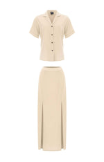 resortwear set Women Short Sleeve Shirt-Tulip Maxi Skirt, Plain, Eco Rayon