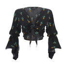 clothing wholesale, tops, wholesale, women wholesale Cropped Gypsy, Tropical, Eco Rayon, V Neck, Long Flounce Sleeve Top, Wholesale