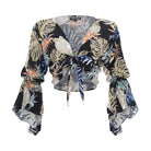 clothing wholesale, tops, wholesale, women wholesale Cropped Gypsy, Tropical, Eco Rayon, V Neck, Long Flounce Sleeve Top, Wholesale