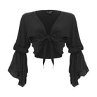 clothing wholesale, tops, wholesale, women wholesale Cropped Gypsy, Plain, Eco Rayon, V Neck, Long Flounce  Sleeve Top, Wholesale