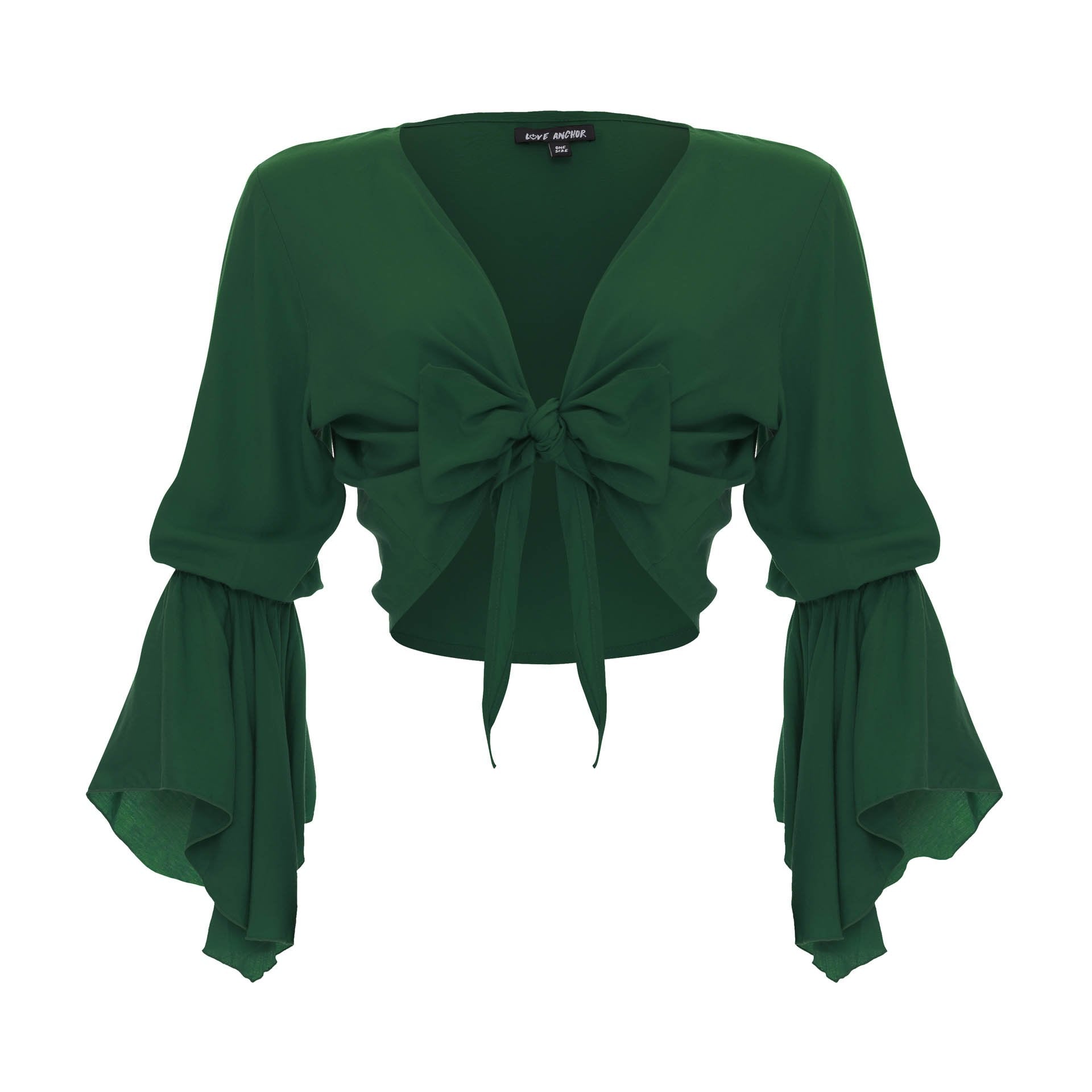 clothing wholesale, tops, wholesale, women wholesale Cropped Gypsy, Plain, Eco Rayon, V Neck, Long Flounce  Sleeve Top, Wholesale