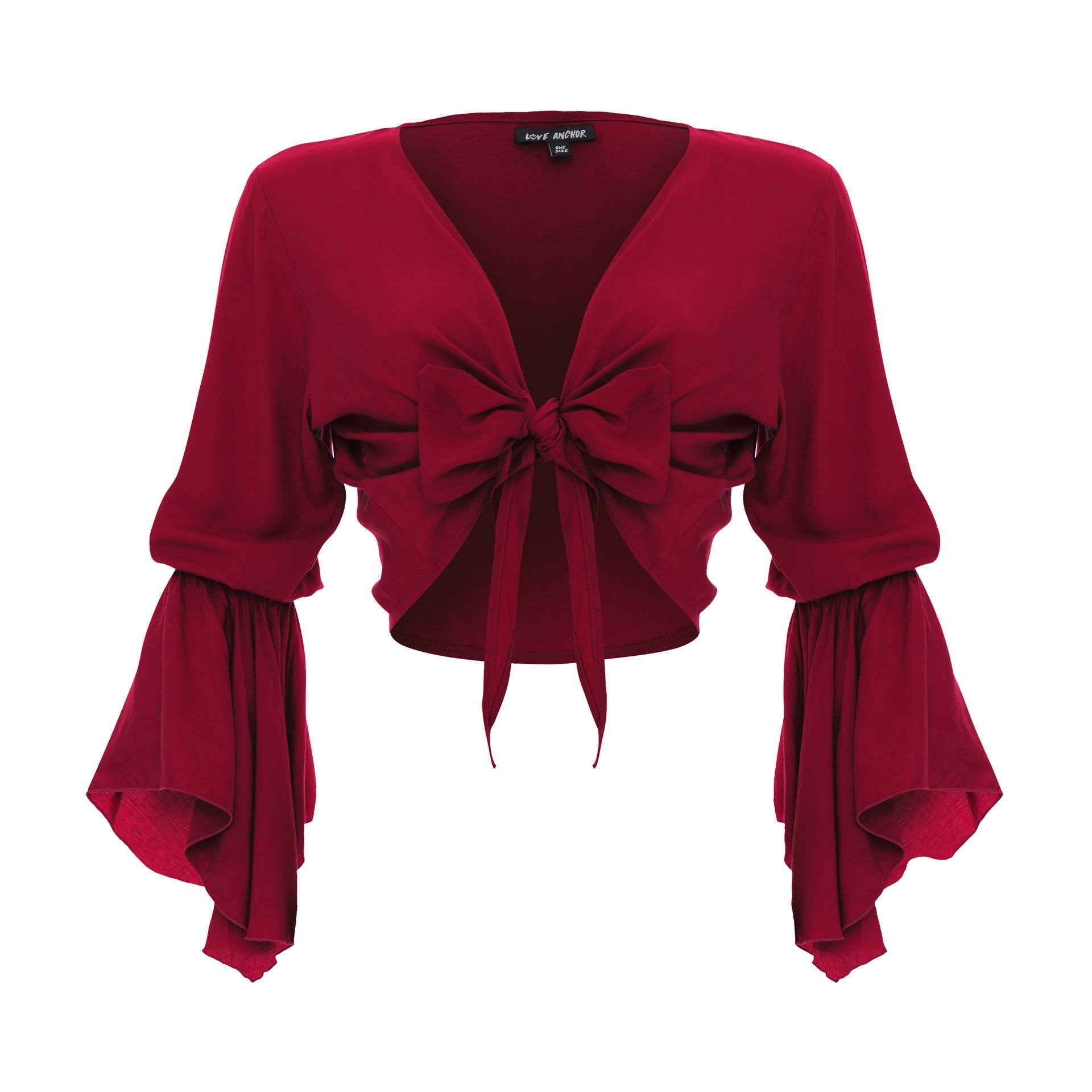 clothing wholesale, tops, wholesale, women wholesale Cropped Gypsy, Plain, Eco Rayon, V Neck, Long Flounce  Sleeve Top, Wholesale