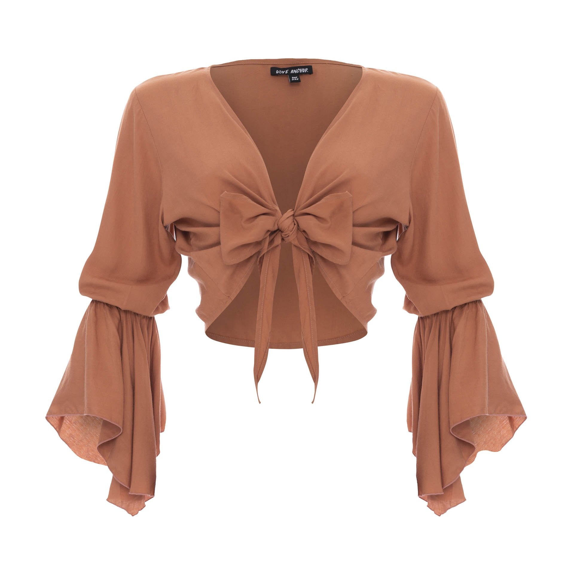 clothing wholesale, tops, wholesale, women wholesale Cropped Gypsy, Plain, Eco Rayon, V Neck, Long Flounce  Sleeve Top, Wholesale