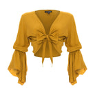 clothing wholesale, tops, wholesale, women wholesale Cropped Gypsy, Plain, Eco Rayon, V Neck, Long Flounce  Sleeve Top, Wholesale