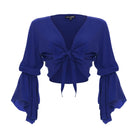 clothing wholesale, tops, wholesale, women wholesale Cropped Gypsy, Plain, Eco Rayon, V Neck, Long Flounce  Sleeve Top, Wholesale
