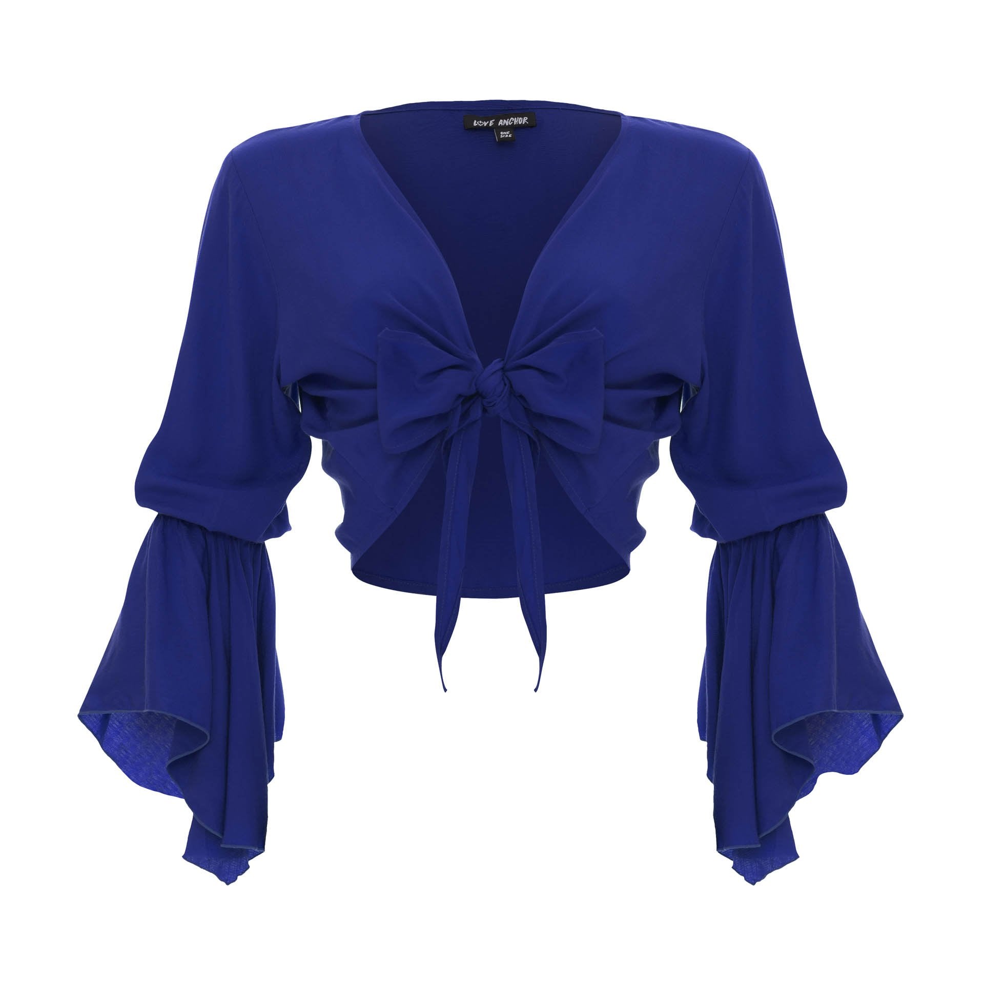tops, womens Cropped Gypsy, Plain, Eco Rayon, V Neck, Long Flounce  Sleeve Top