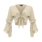 clothing wholesale, tops, wholesale, women wholesale Cropped Gypsy, Plain, Eco Rayon, V Neck, Long Flounce  Sleeve Top, Wholesale