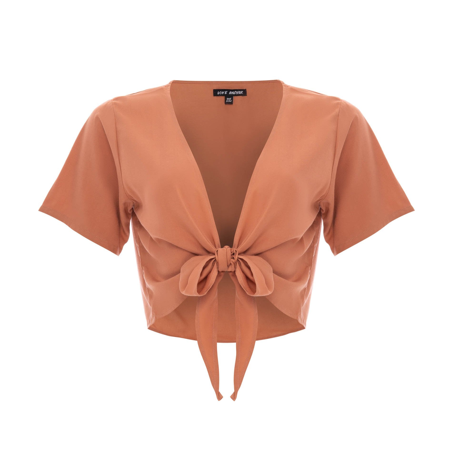 clothing wholesale, tops, wholesale, women wholesale Cropped Ikat, Plain, Eco Rayon V Neck, Short Sleeve Tie Top, Wholesale