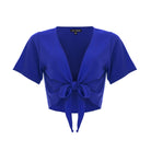 clothing wholesale, tops, wholesale, women wholesale Cropped Ikat, Plain, Eco Rayon V Neck, Short Sleeve Tie Top, Wholesale