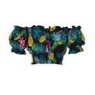 clothing wholesale, tops, wholesale, women wholesale Cropped March, Tropical, Eco Rayon, Off  The Shoulder, Short Sleeved Top, Wholesale