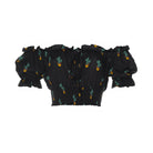 tops, womens Cropped March, Tropical, Eco Rayon, Off  The Shoulder, Short Sleeved Top
