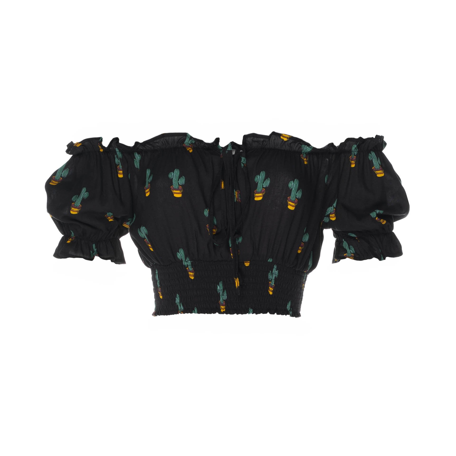 tops, womens Cropped March, Tropical, Eco Rayon, Off  The Shoulder, Short Sleeved Top