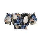 clothing wholesale, tops, wholesale, women wholesale Cropped March, Tropical, Eco Rayon, Off  The Shoulder, Short Sleeved Top, Wholesale