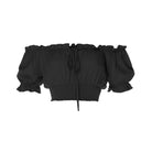 tops, womens Cropped March, Plain, Eco Rayon, Off  The Shoulder, Short Sleeved Top