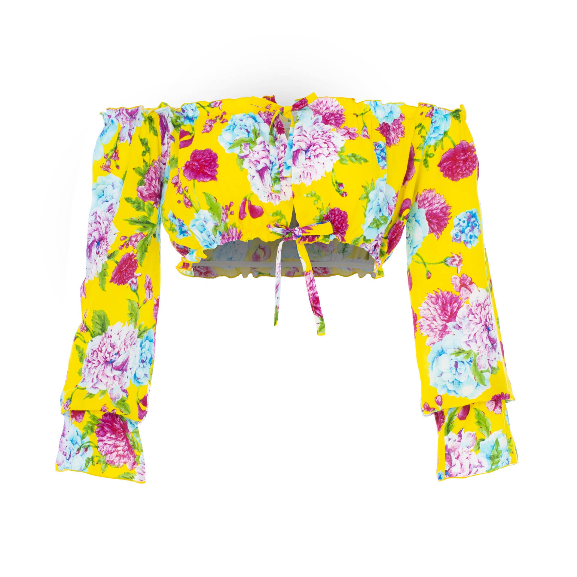 clothing wholesale, tops, wholesale, women wholesale Cropped Sabrina, Tropical, Eco Rayon Long Sleeved Top, Wholesale