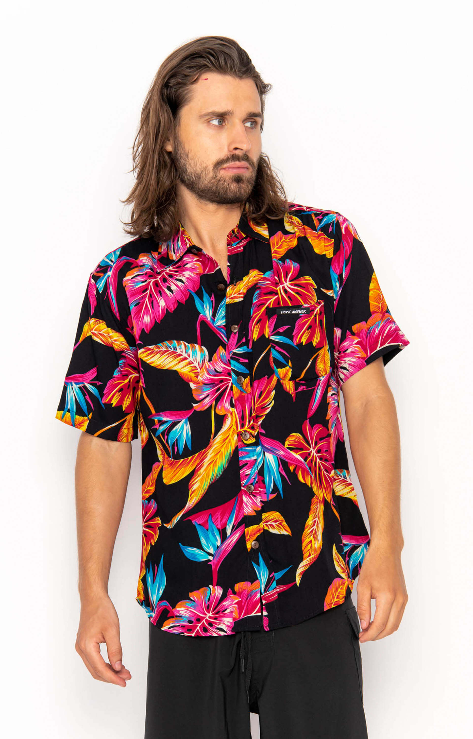 black tropical shirt