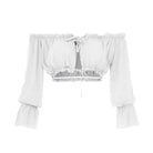 resortwear white label, white label, women top white label Cropped Sabrina, Plain, Eco Rayon Long Sleeved Top, White Label