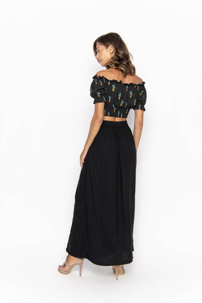 March, Tropical Cactus Black, Cropped Top - Love Anchor Bali