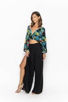 Sakura, Tropical Ananas Black, Long Sleeved Top - Love Anchor Bali