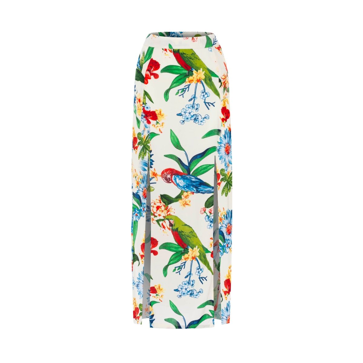 Tulip, Tropical Macaw White, Maxi Skirt - Love Anchor Bali